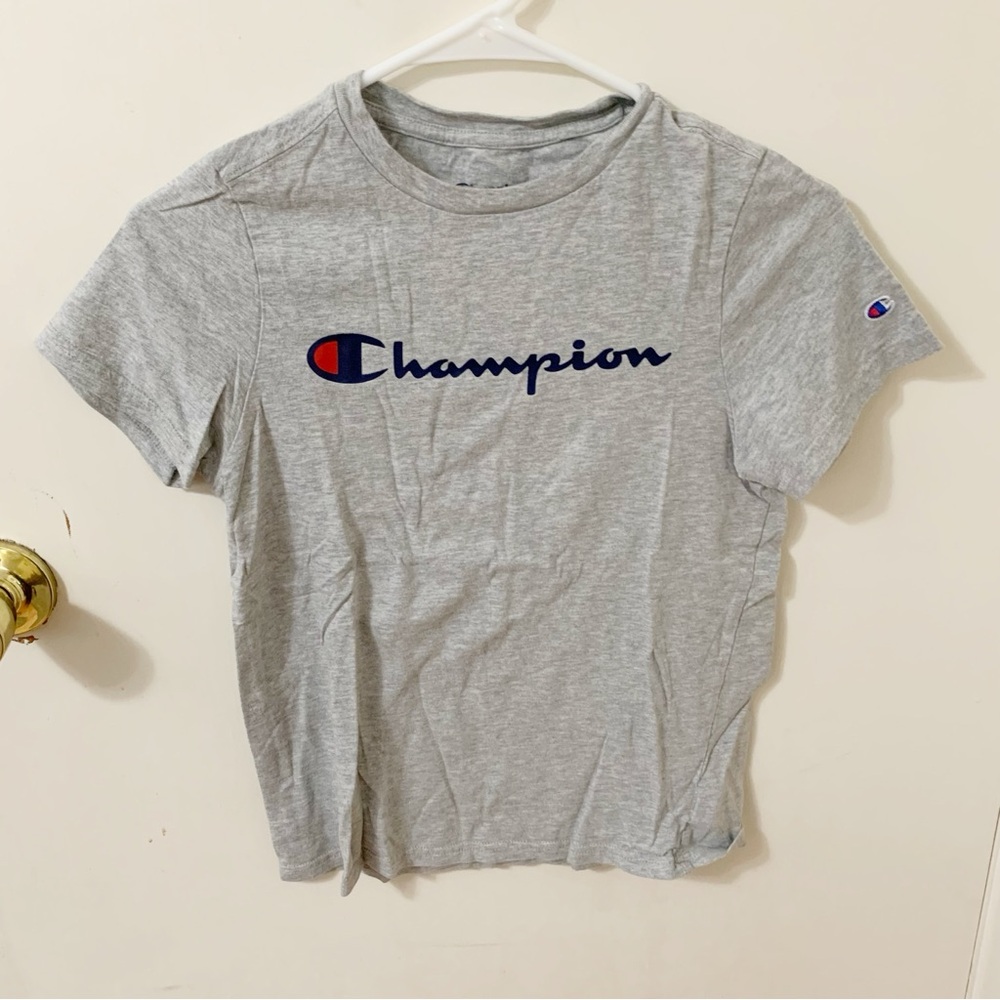 5/$25 kids Champion grey tee shirt top medium 10/12
